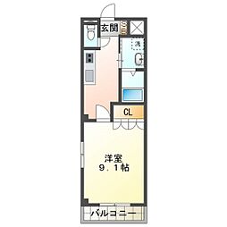 M・メゾン 1Kの間取図画像