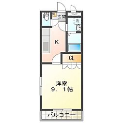 ウオッカ 1Kの間取図画像