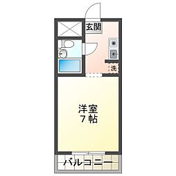B&M北山 1Kの間取図画像