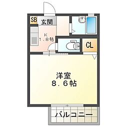 リヴェール鈴鹿C 1Kの間取図画像