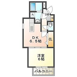フラワーヒルズ 1DKの間取図画像