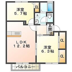 グリーンヒル中島　Ａ 2階