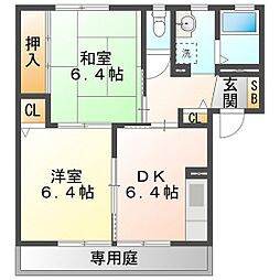 リヴェール鈴鹿A 2DKの間取図画像
