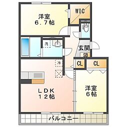 リビングタウン鈴鹿旭が丘A 2LDKの間取図画像