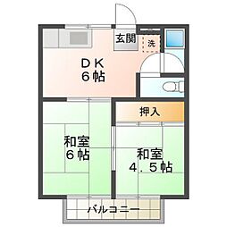 サンハウス吉澤 2DKの間取図画像