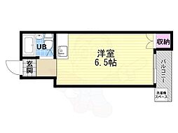 コスモプラザコマツ 4階1Kの間取り
