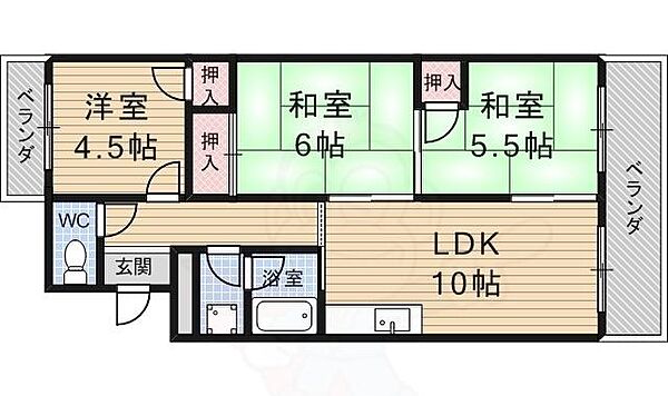 サンパレス ｜京都府京都市伏見区向島善阿弥町(賃貸マンション3LDK・2階・57.97㎡)の写真 その2