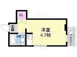 コスモプラザコマツ 2階1Kの間取り