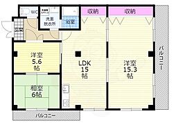 阪急京都本線 西院駅 徒歩4分の賃貸マンション 4階3LDKの間取り