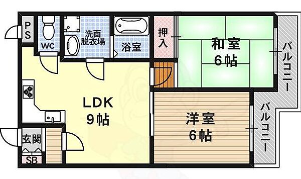 ヴィラ広沢 ｜京都府京都市右京区嵯峨広沢西裏町(賃貸マンション2LDK・1階・48.87㎡)の写真 その2