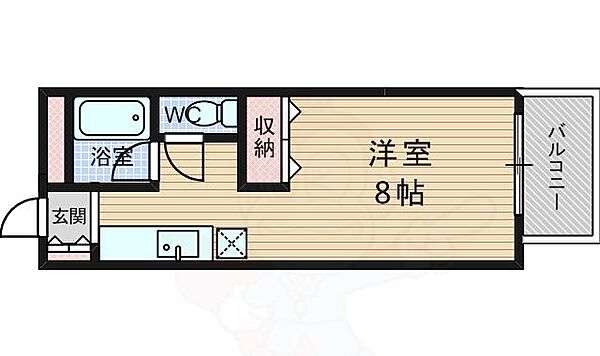 ジオコート桂 ｜京都府京都市西京区桂木ノ下町(賃貸マンション1R・1階・26.35㎡)の写真 その2