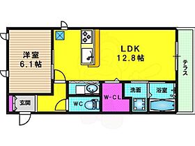 プレジールB棟  ｜ 京都府京都市西京区山田出口町（賃貸アパート1LDK・1階・46.17㎡） その2