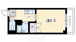 レジデンスオザック 5階1Kの間取り