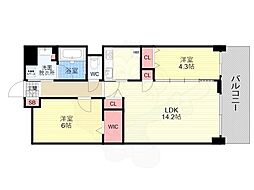 Raffine京都上鳥羽 2階1SLDKの間取り