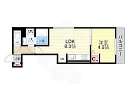 ブリランテ墨染 2階1LDKの間取り