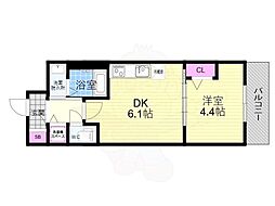 ベラジオ　ワールドアイ　京都円町 3階1DKの間取り