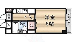 プレスト桃山 3階1Kの間取り