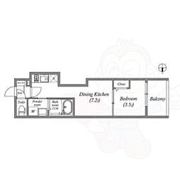 ハーモニーテラス太秦一ノ井町 2階1DKの間取り