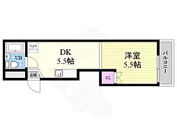 京福電気鉄道北野線 北野白梅町駅 徒歩17分の賃貸マンション 6階1DKの間取り