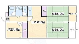 カストルム洛北 2階3LDKの間取り