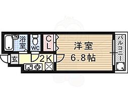ヴィラ樅ノ木 2階1Kの間取り