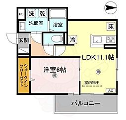 GRAMM北大路 1階1LDKの間取り