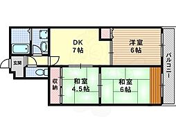 グリーンスカイ藤 7階3DKの間取り