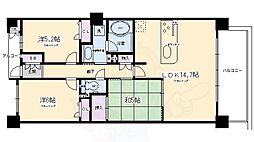 ユニーブル京都紫野 4階3LDKの間取り