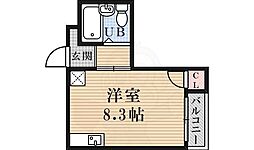 グロリアス杉本 1Kの間取図画像