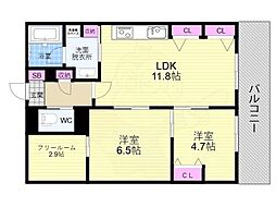 インサイトルポ山科新十条 2SLDKの間取図画像