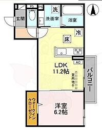 Vrai　Soleil 1階1LDKの間取り