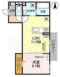 Vrai　Soleil 2階1LDKの間取り