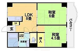 吉祥院ガーデンハイツA棟 2LDKの間取図画像