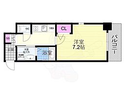 エストゥルース京都 4階1Kの間取り