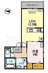 クロスロード 3階1LDKの間取り
