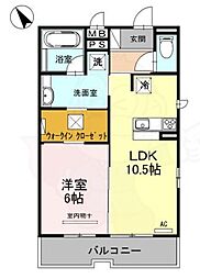 マジェスティ サザン2 1階1LDKの間取り