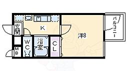モノコモド御前A棟 1階1Kの間取り