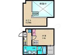 WEST 9 Mirror 1号館（ウエストナインミラー） 2階1Kの間取り