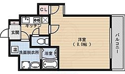 三条ヴィラさわだ 4階1Kの間取り