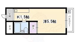 阪急京都本線 西京極駅 徒歩8分の賃貸マンション 5階1Kの間取り