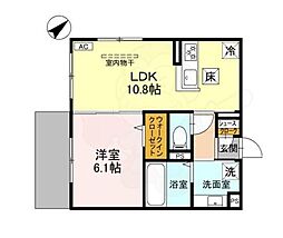 GRAMM六地蔵 A棟 1階1LDKの間取り
