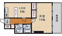 エスカル2六角 1LDKの間取図画像