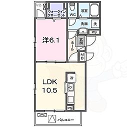 ブルック3 3階1LDKの間取り