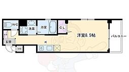 グランディール烏丸 4階1Kの間取り