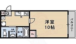 JR山陰本線 丹波口駅 徒歩12分の賃貸マンション 4階1Kの間取り
