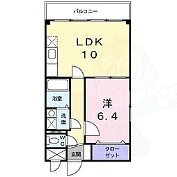 パレスサイド中立売 5階1LDKの間取り