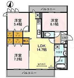 JR山陰本線 嵯峨嵐山駅 徒歩11分の賃貸アパート 2階3LDKの間取り