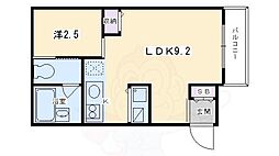 Park Side Mibu 3階1LDKの間取り
