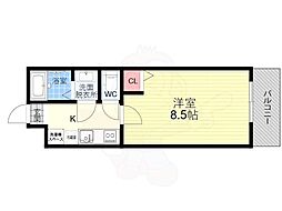 JR山陰本線 花園駅 徒歩14分の賃貸マンション 4階1Kの間取り