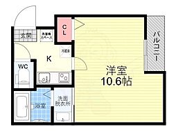 EN西ノ京二条 2階1Kの間取り